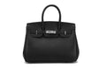 BK25 Pebbled Top-Handle Bag — Silver-Tone Hardware — Black