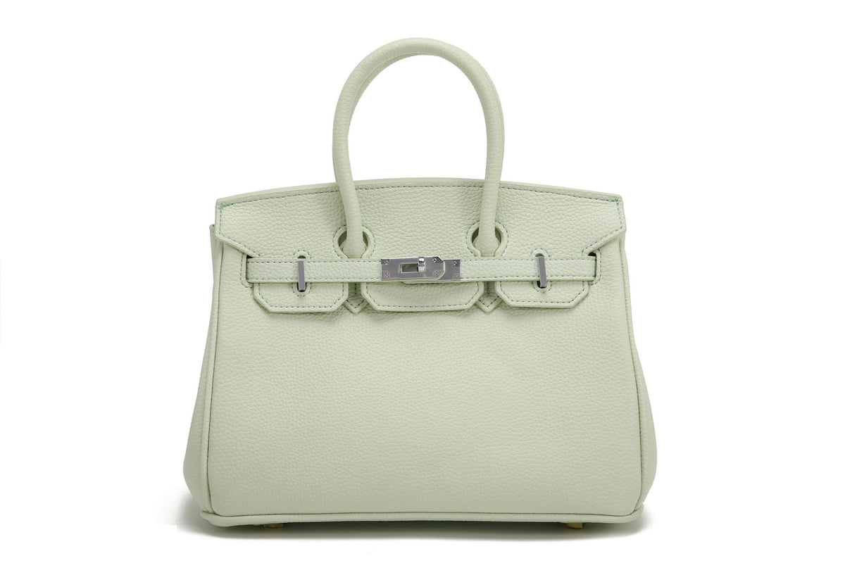 BK25 Pebbled Top-Handle Bag — Silver-Tone Hardware — Sage Green