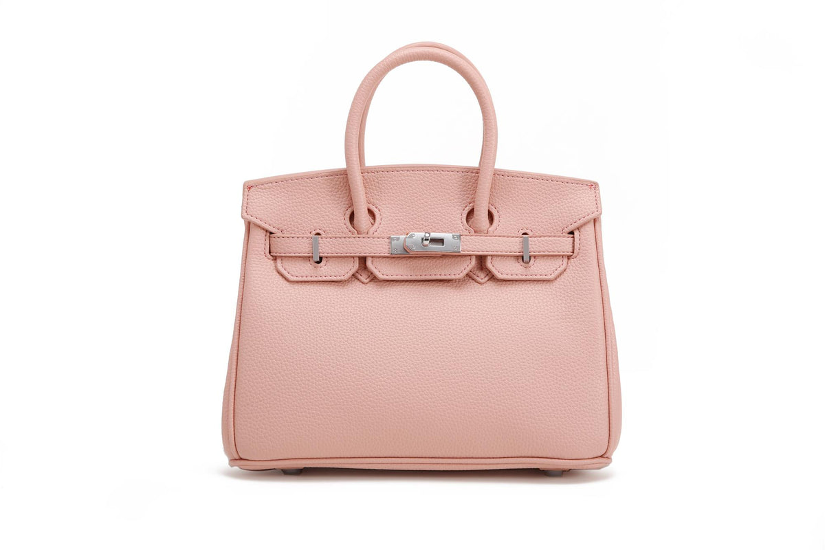 BK25 Pebbled Top-Handle Bag — Silver-Tone Hardware — Blush Pink