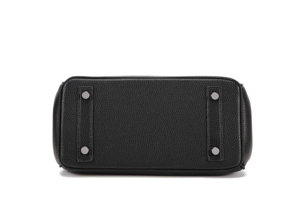 BK25 Pebbled Top-Handle Bag — Silver-Tone Hardware — black base