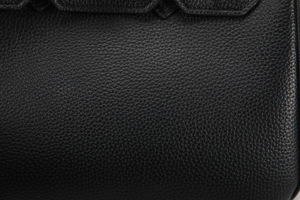 BK25 Pebbled Top-Handle Bag — Silver-Tone Hardware — texture