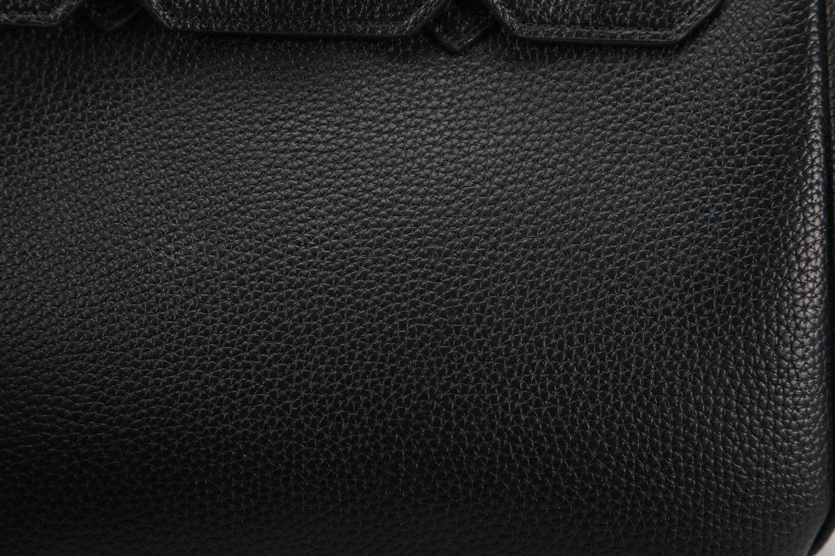 BK25 Pebbled Top-Handle Bag — Silver-Tone Hardware — texture