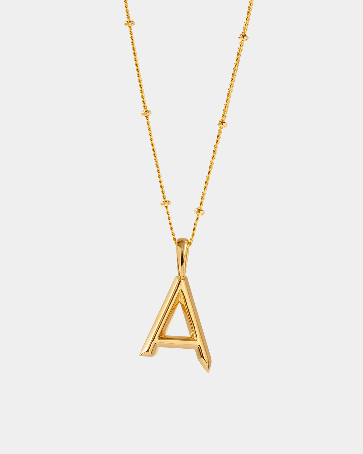 A Letter Initial Necklace Gold Tone