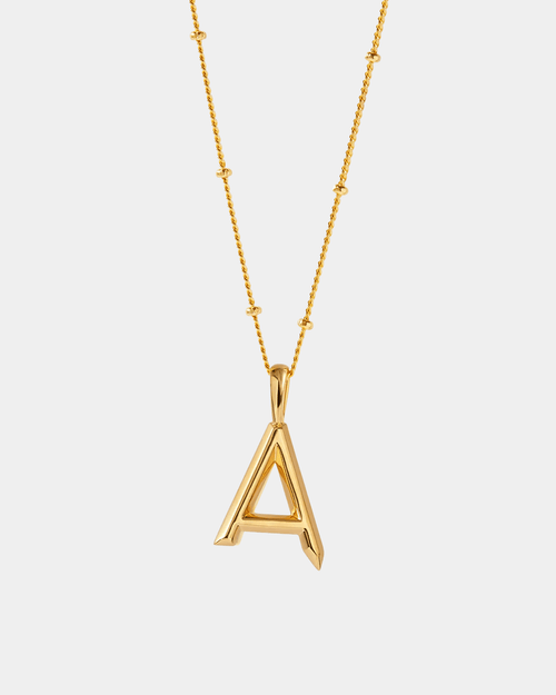 A Letter Initial Necklace Gold Tone