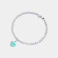 Blue Heart Bracelet Bead in Silver Tone