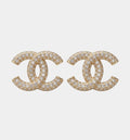 Interlocking Letter Earrings Crystal Gold Tone
