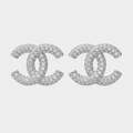 Interlocking Letter Earrings Crystal In Silver Tone