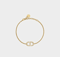 Letter Motif Bracelet Gold Tone & Silver Tone Crystals