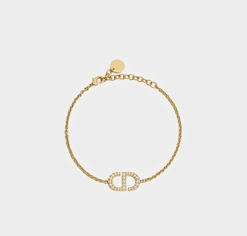 Letter Motif Bracelet Gold Tone & Silver Tone Crystals