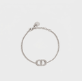 Letter Motif Bracelet In Silver Tone & Silver Tone Crystals