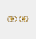 Letter Motif Earrings Gold Tone & Silver Tone Crystals