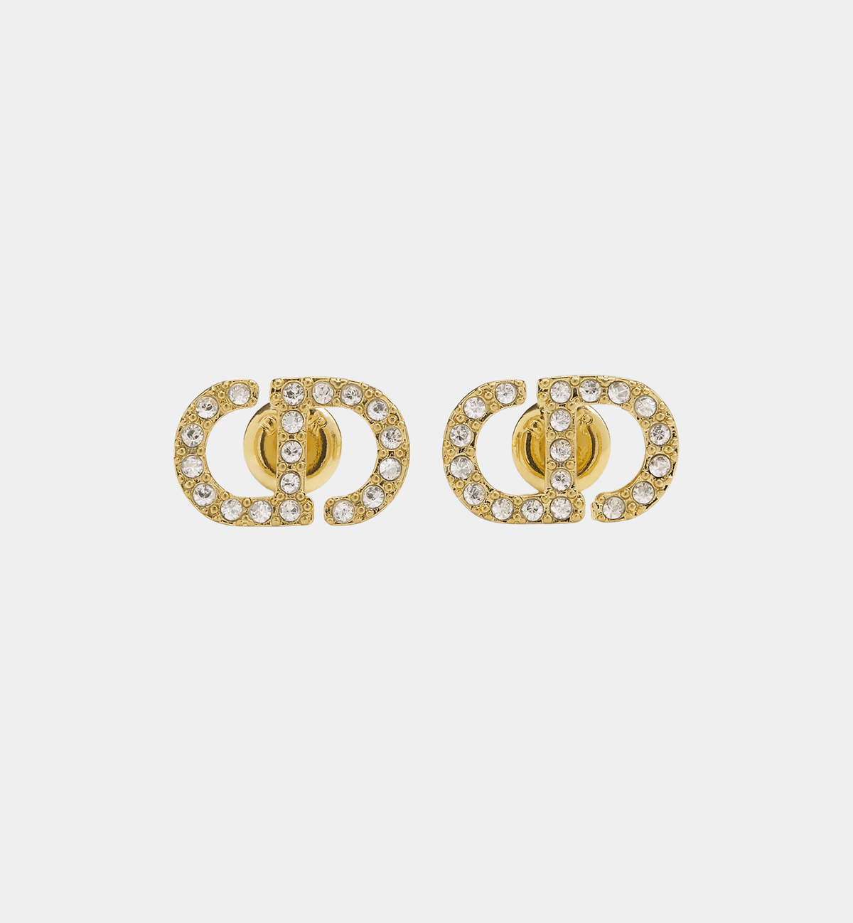 Letter Motif Earrings Gold Tone & Silver Tone Crystals