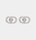 Letter Motif Earrings In Silver Tone & Silver Tone Crystals