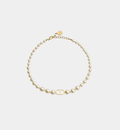 Letter Motif Pearl Necklace Gold Tone