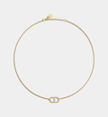 Letter Motif Necklace Gold Tone & Silver Tone Crystals