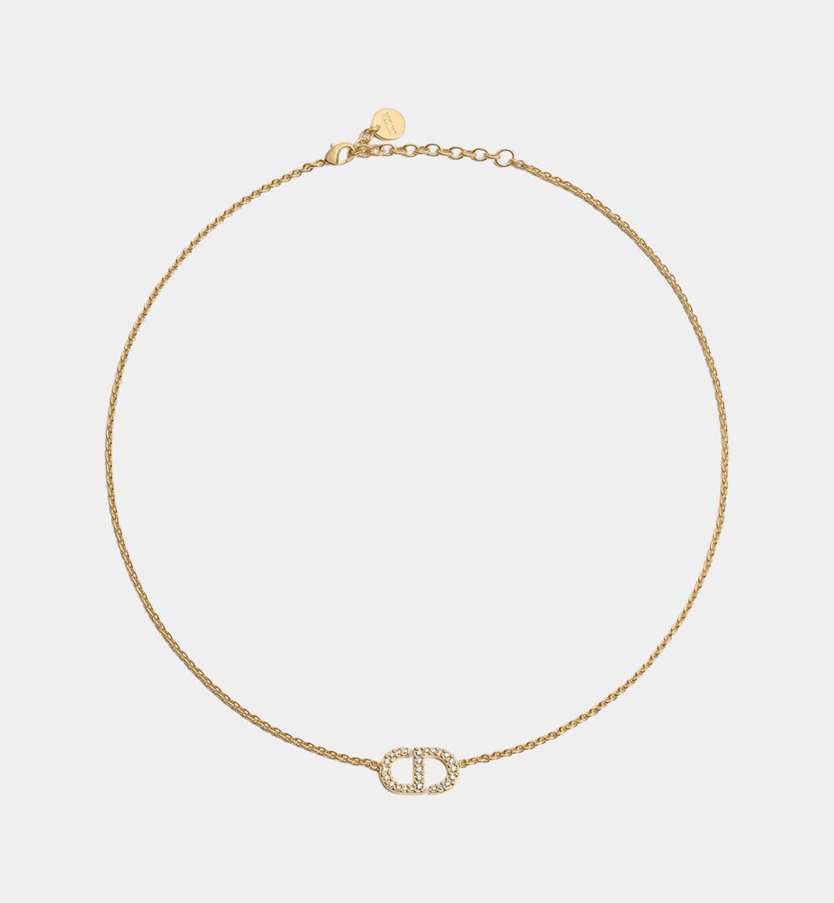 Letter Motif Necklace Gold Tone & Silver Tone Crystals