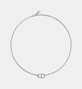Letter Motif Necklace In Silver Tone & Silver Tone Crystals