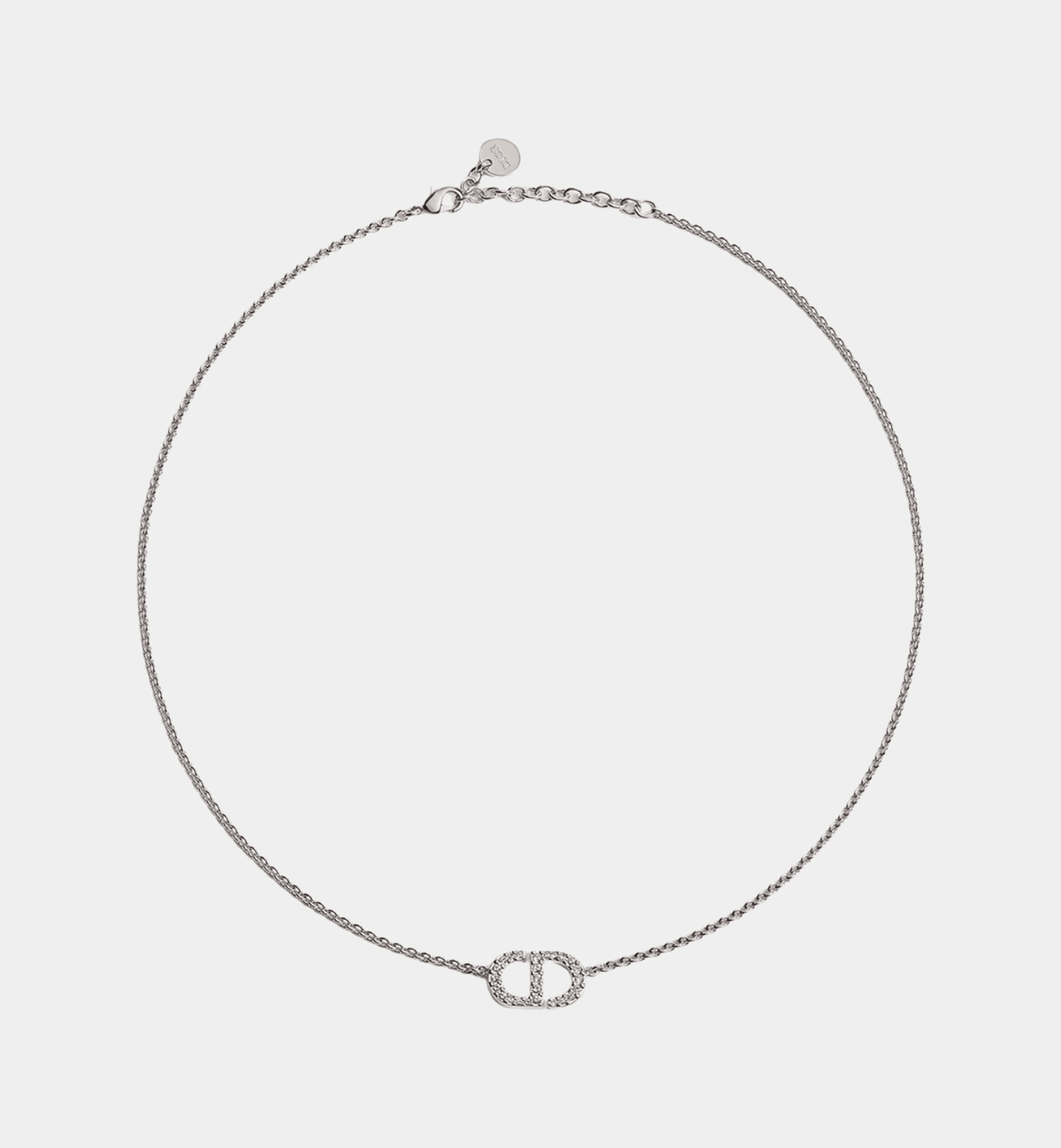 Letter Motif Necklace In Silver Tone & Silver Tone Crystals