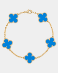 Blue Clover Bracelet Gold Tone