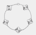 Clover Bracelet Full Silver Tone Charms