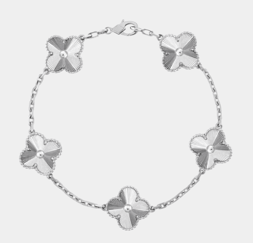 Clover Bracelet Full Silver Tone Charms