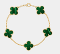 Clover Bracelet Green Gold Tone