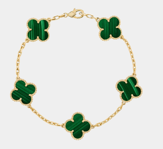 Clover Bracelet Green Gold Tone