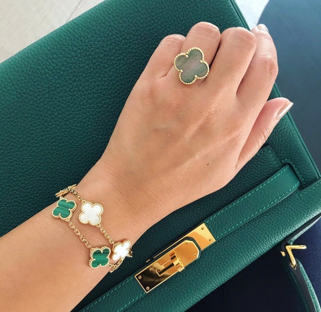 Green Clover Necklace & Bracelet Set