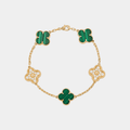 Clover Bracelet Green With Crystal Clover Four Leaf Flower Gold Tone Charm Bracelet