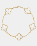 White Clover Charm Bracelet — Gold Tone