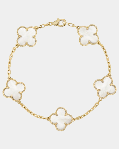 White Clover Charm Bracelet — Gold Tone