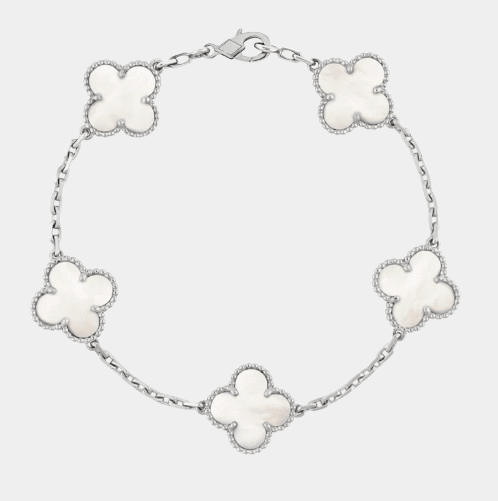 White Clover Charm Bracelet — Silver Tone