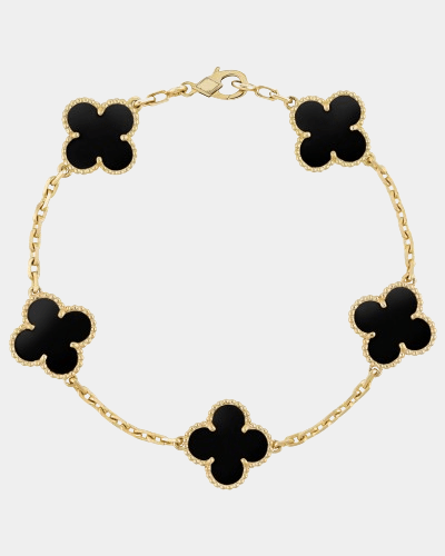 Black Clover Charm Bracelet — Gold Tone