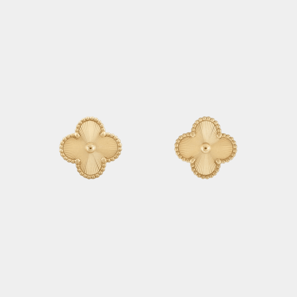Clover Stud Earrings — Gold Tone