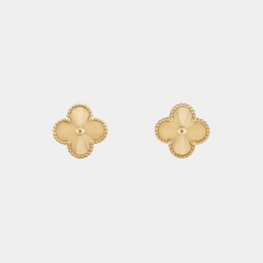 Clover Stud Earrings — Gold Tone
