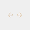 White Clover Stud Earrings — Gold Tone