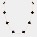 Ten Clover Motif Necklace — Gold Tone