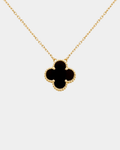 Black Clover Pendant Necklace — Gold Tone