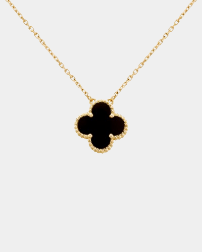 Black Clover Pendant Necklace — Gold Tone