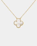 White Clover Pendant Necklace — Gold Tone