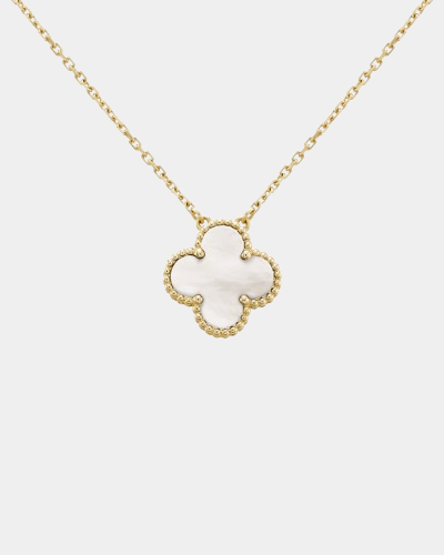 White Clover Pendant Necklace — Gold Tone