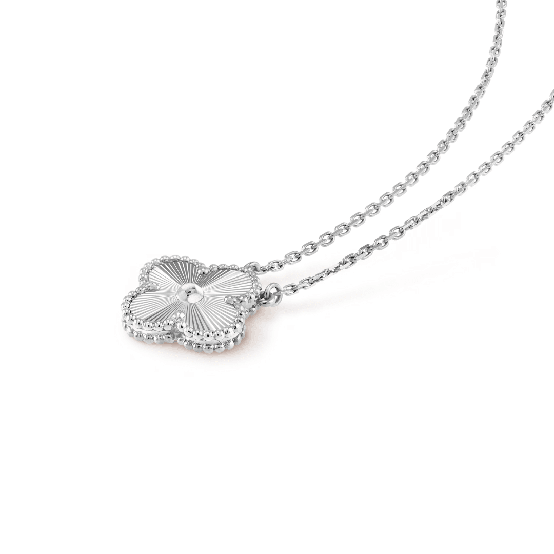 Clover Necklace Full Silver Tone