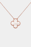 Clover Necklace Clover Four Leaf Pearl White Rose Gold Tone Pendant Necklace