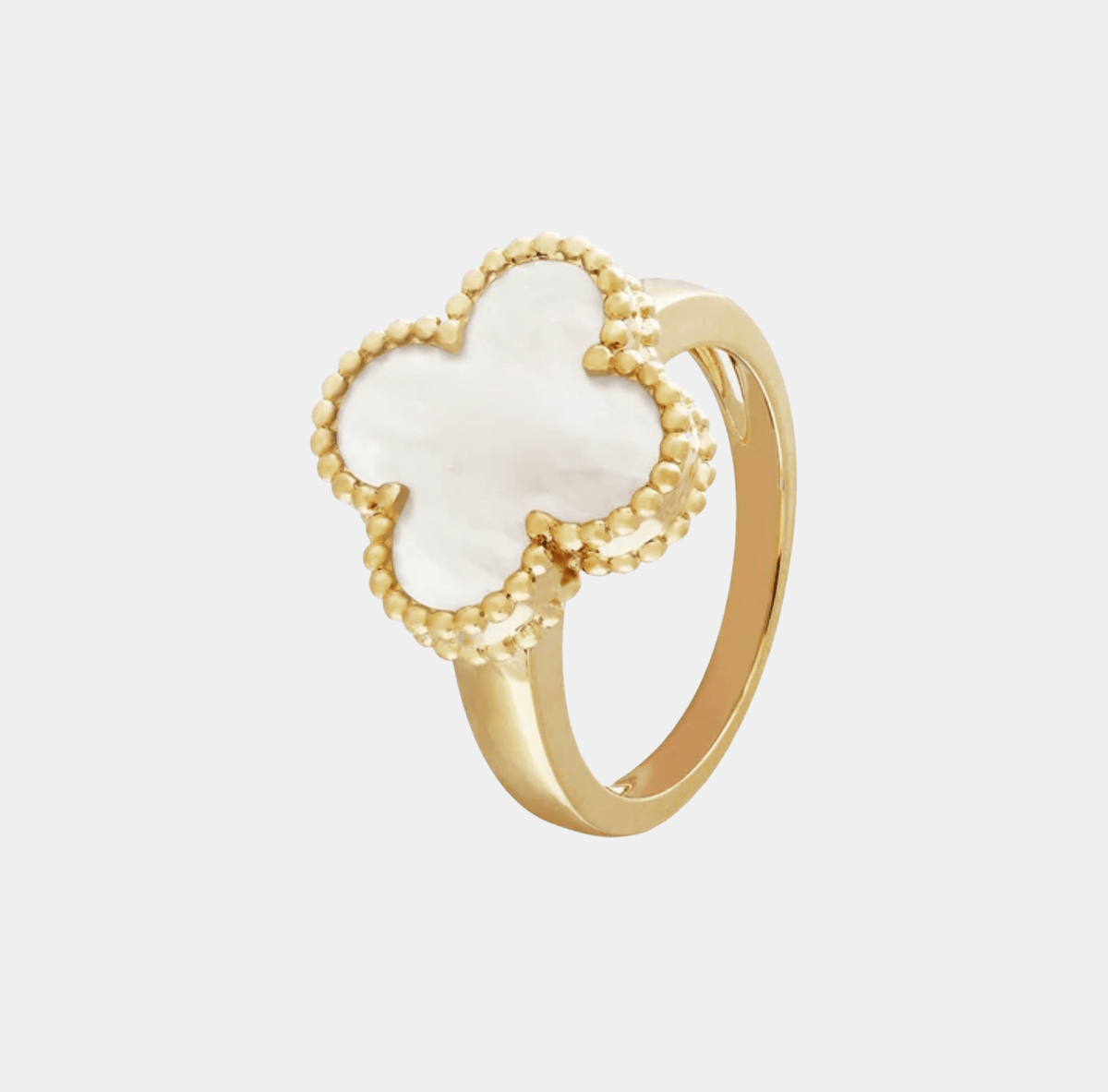 Clover Ring Pearl White Gold Tone