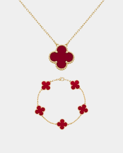 Red Clover Necklace & Bracelet Set