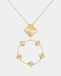 Gold Tone Clover Necklace & Bracelet Set