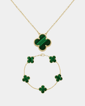 Green Clover Necklace & Bracelet Set