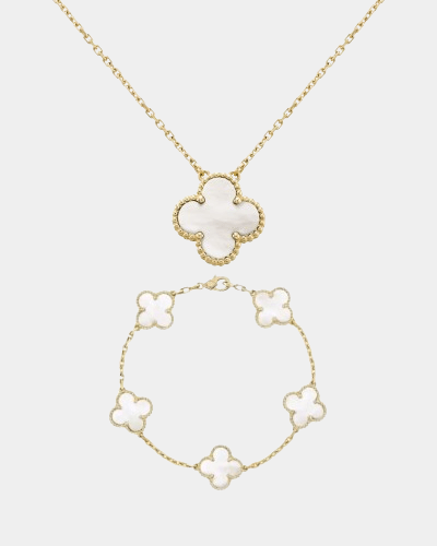 White Clover Necklace & Bracelet Set