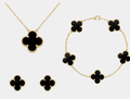 Black Clover Necklace, Bracelet & Earrings Set