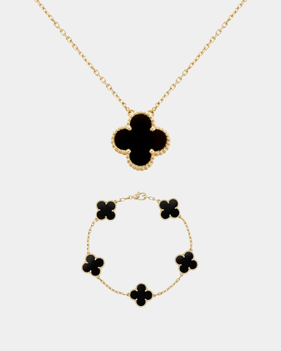 Black Clover Necklace & Bracelet Set
